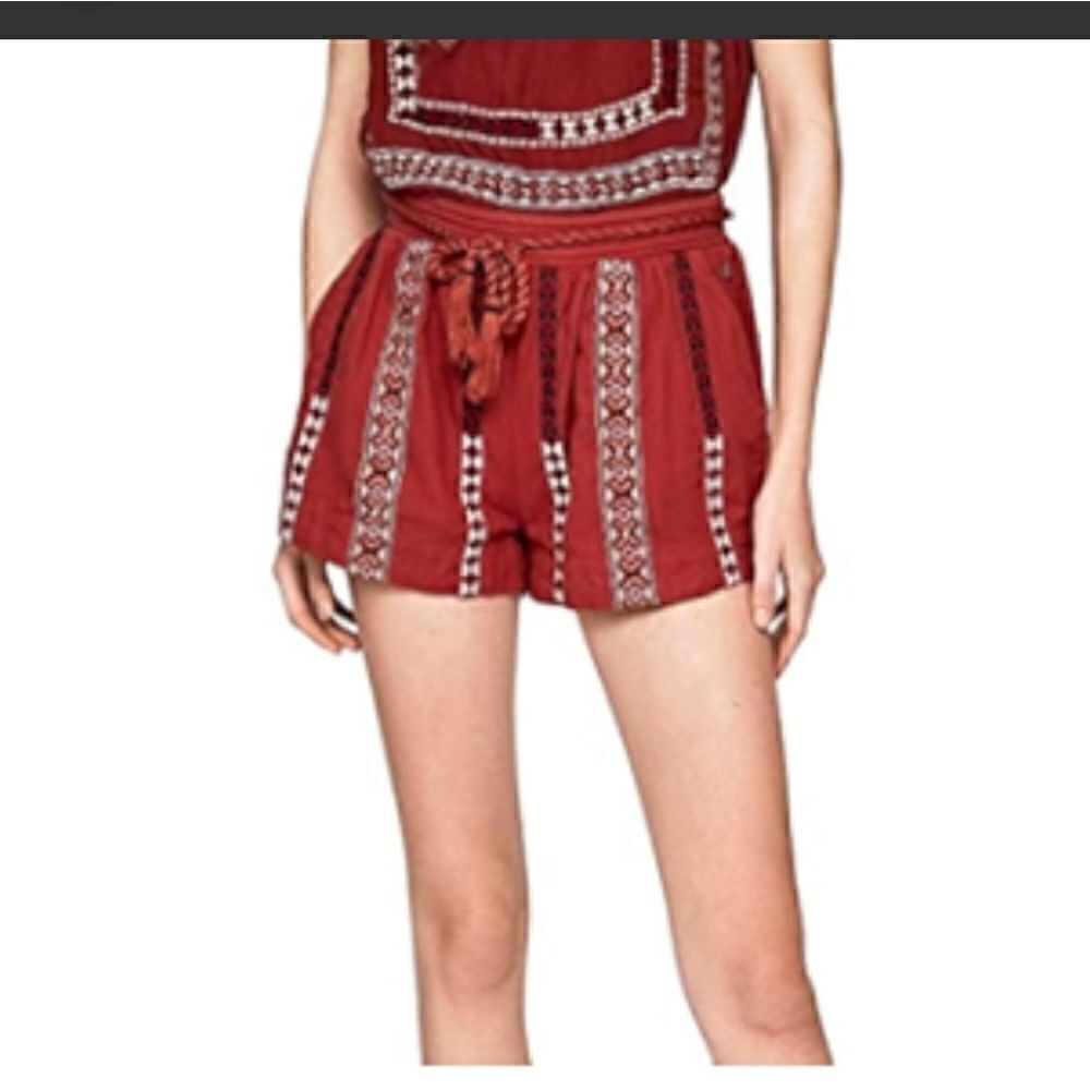 PEPE JEANS Ethnic Design Linen-Blend Shorts NWT